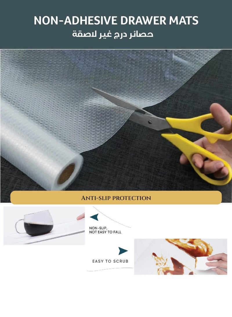 REST Shelf Liners Drawer Liner for Kitchen Cabinets Non-Adhesive Non Slip, Refrigerator Mats for Shelves, EVA Plastic Cupboard Protector, Waterproof Lining (Clear Dot, 150x45cm) Pack of 2 - Image 2